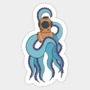 An octopus wearing a diving suit Sticker